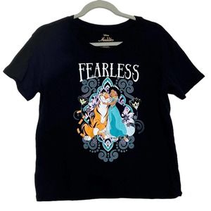 Disney Aladdin Fearless Jasmine Black Short Sleeve T-shirt, Girl's Size L